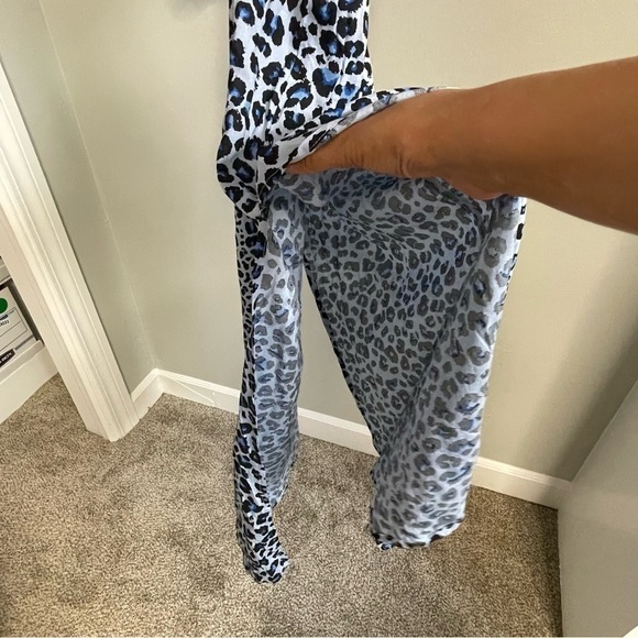 Raviya Dress Beach Resort Cover Up Navy Animal Print Side Slits Popover S New - Picture 5 of 11